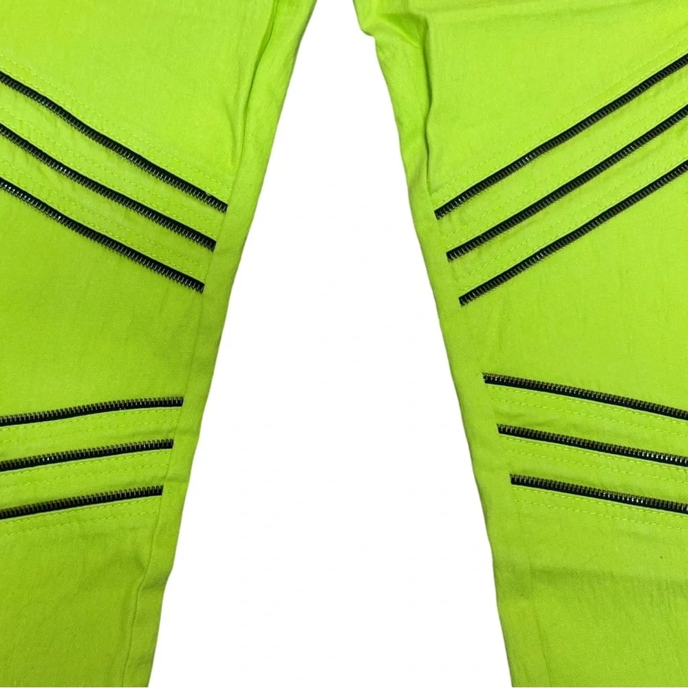 Diane Gilman Green Skinny Jeans Zipper Details Women’s 8 USED - Picture 3 of 9
